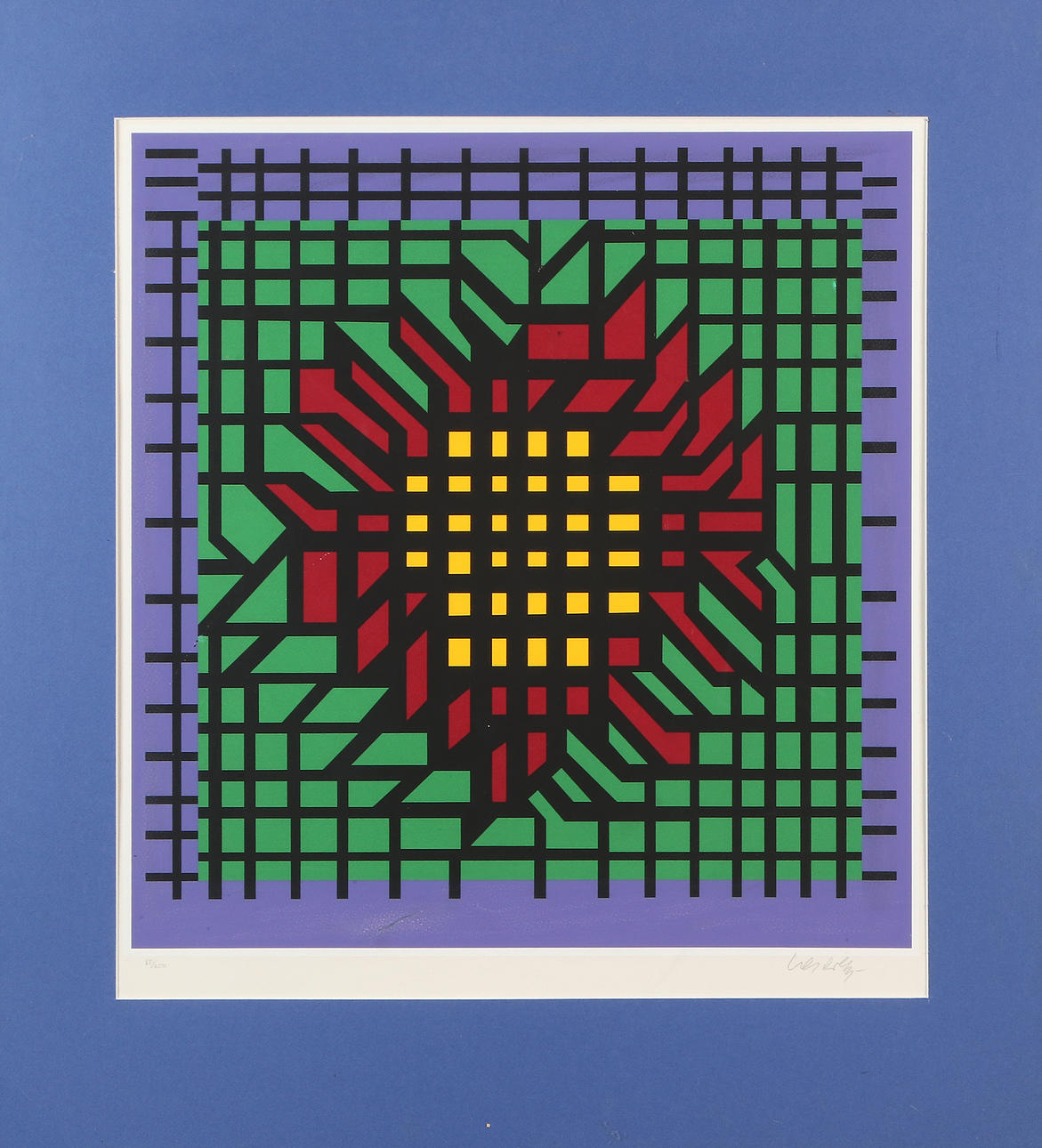 VICTOR VASARELY. Lithography, 65/250. Geometric composition. Signed.