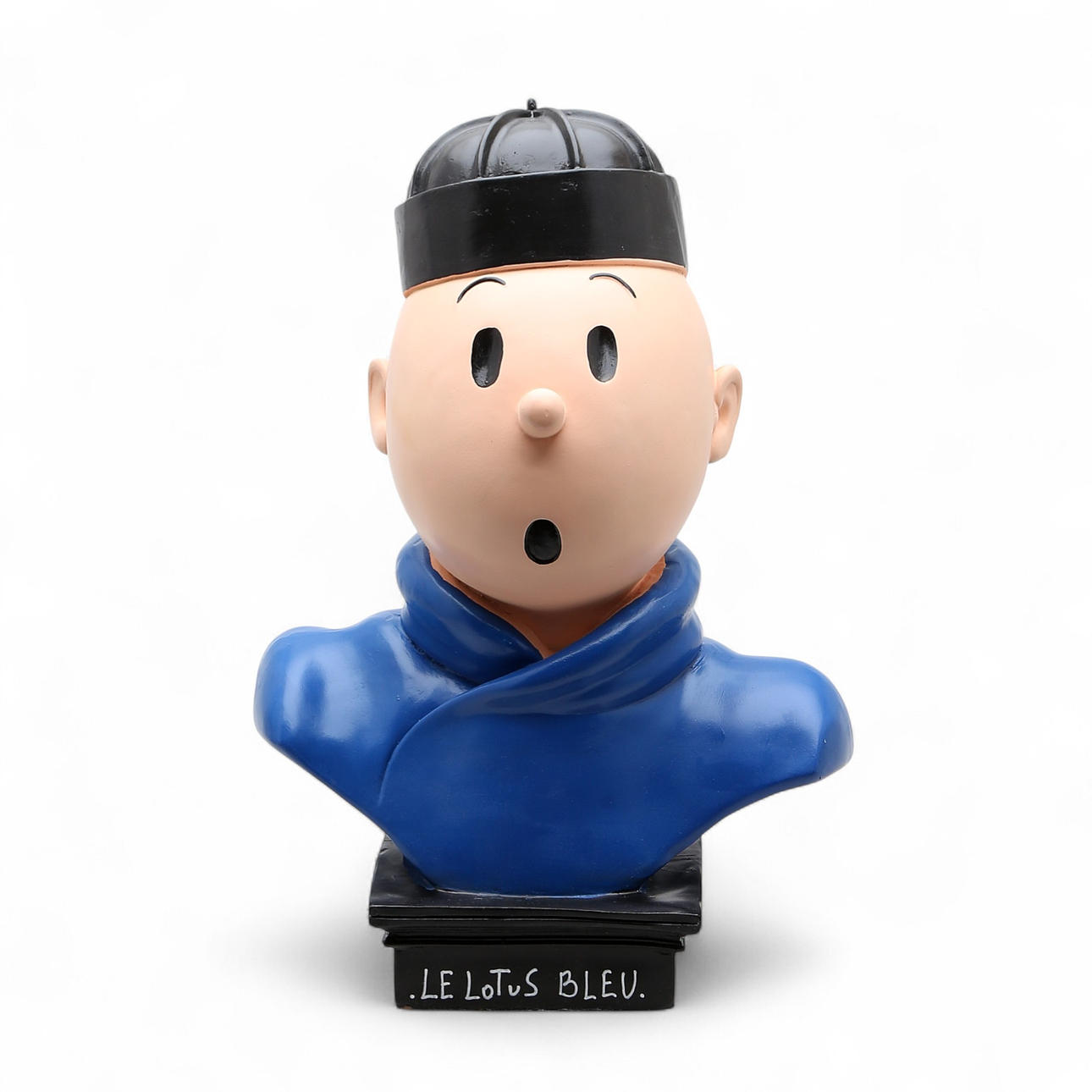 Tintin “Le Lotus Bleu”, polychrome polyester sculpture.