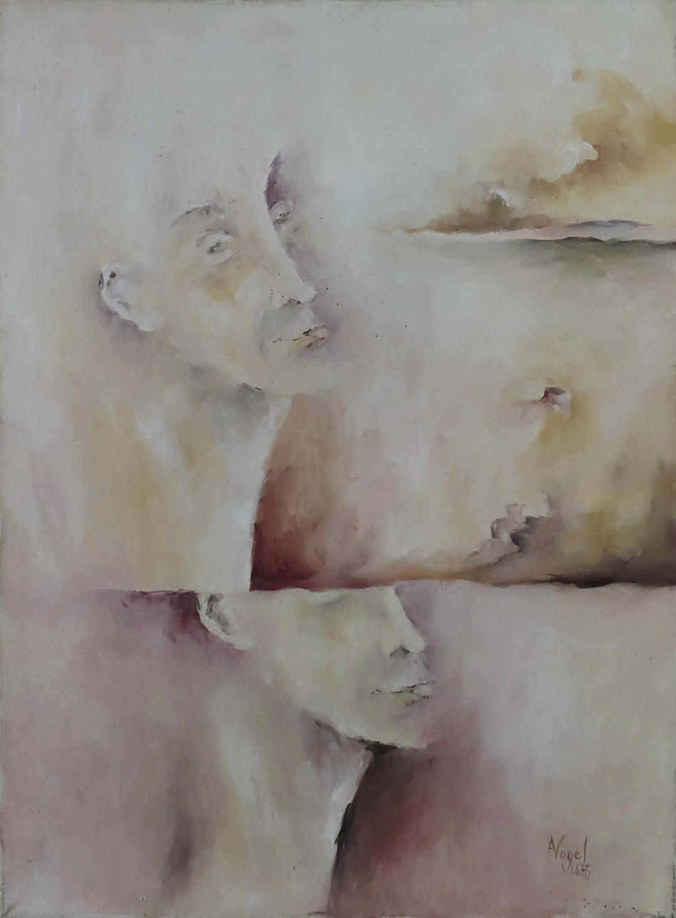VOGEL, A. - Abstraction with faces, 1975, oil on canvas.