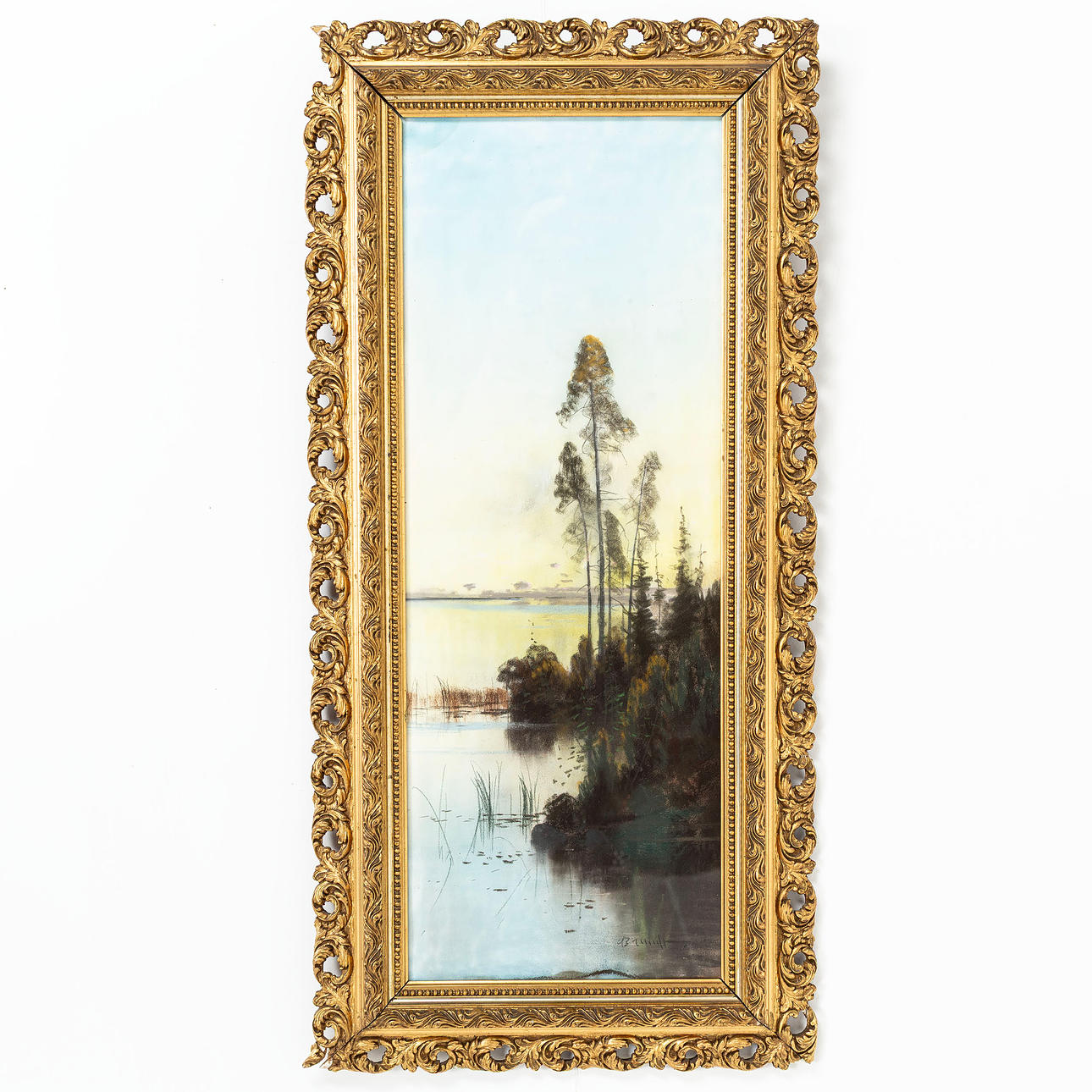 CARL BRANDT. Pastel, Lake landscape, signed and dated.