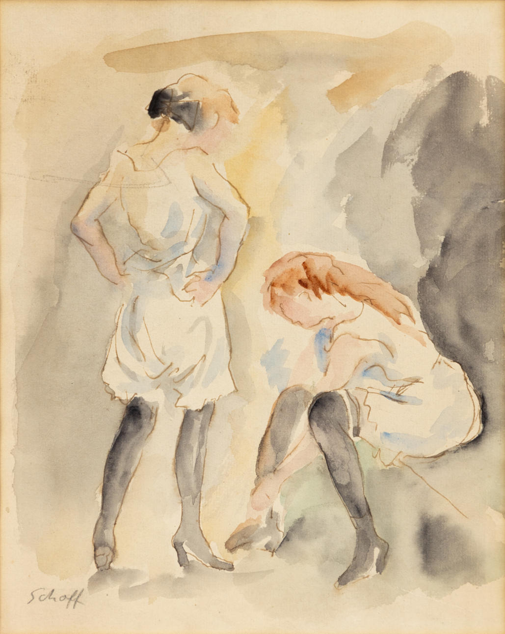 OTTO SCHOFF (1888-1938). Two ladies dressing.