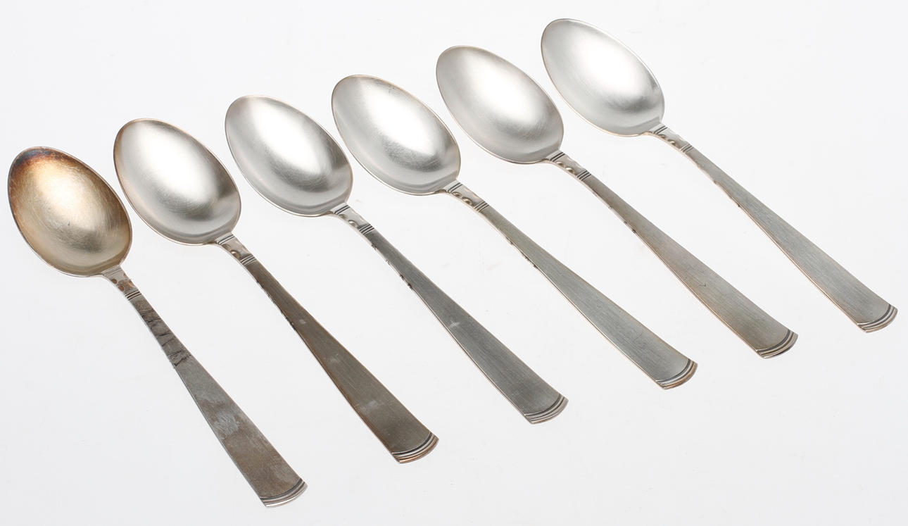 MATSKEDAR, 6st, Silver, Eskilstuna, ca 245 gram.