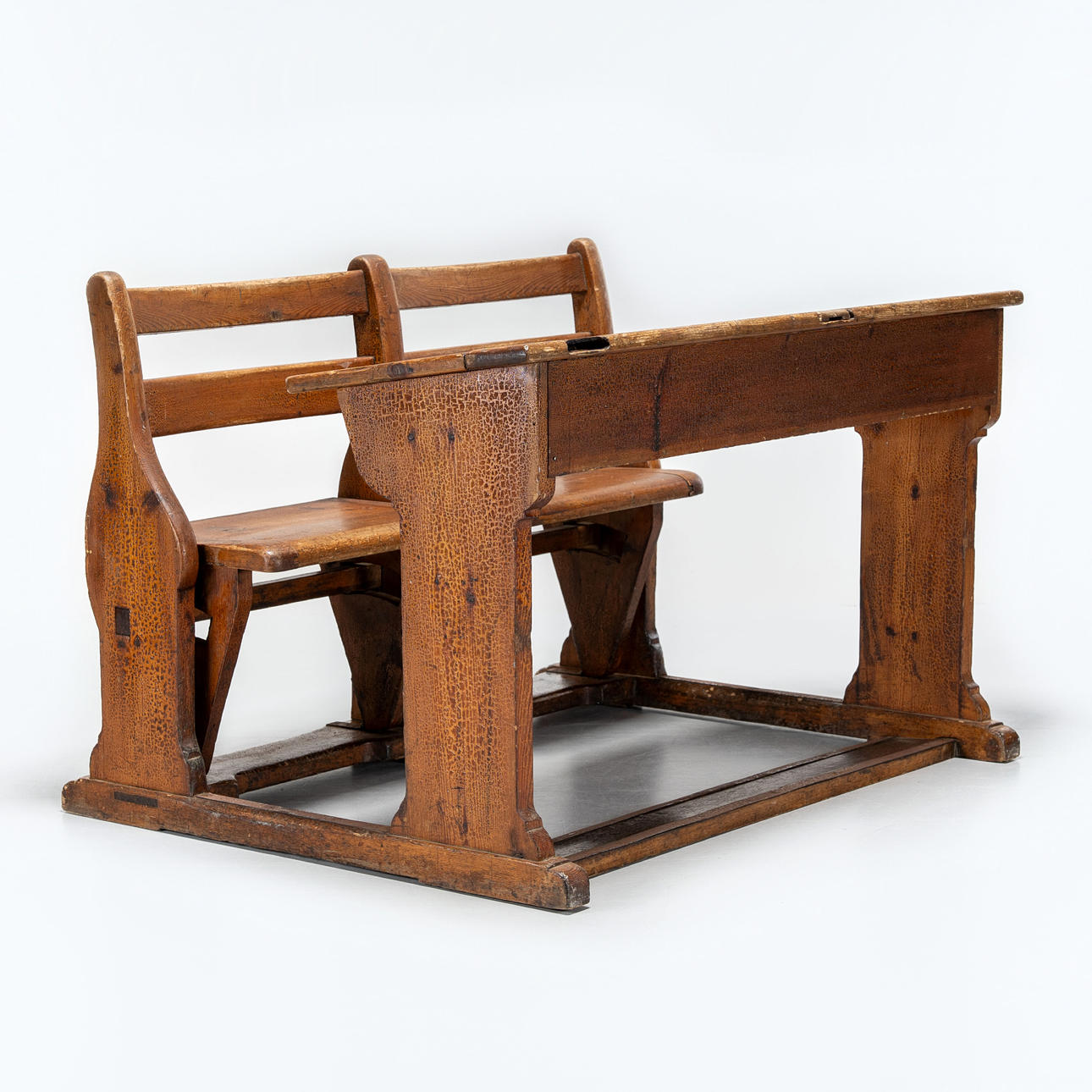 A SCHOOL BENCH, Double, Pine, Västerbotten, Klippen, Late 19th century.