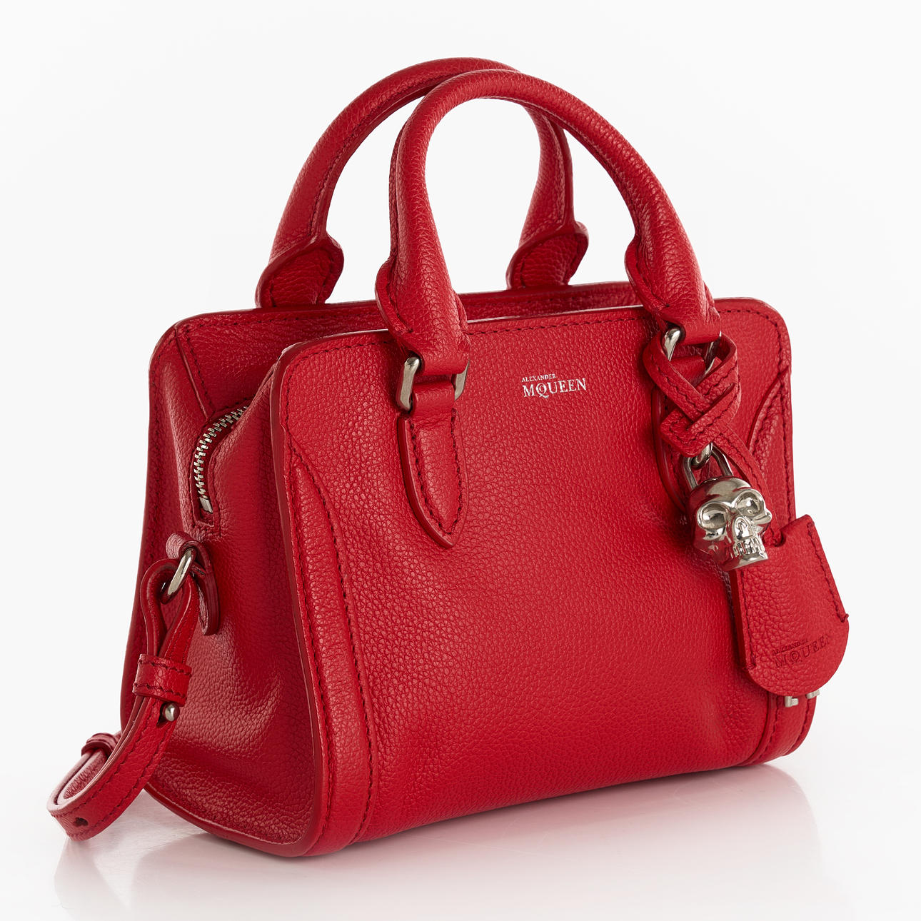 ALEXANDER MCQUEEN, handväska "Mini leather padlock bag", rött läder.