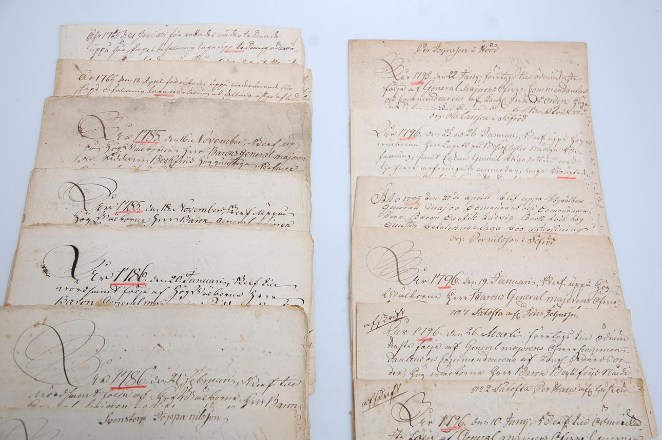 HANDSKRIFTER, 15 st boutredningar, proveniens Bosjökloster 1765-1796.