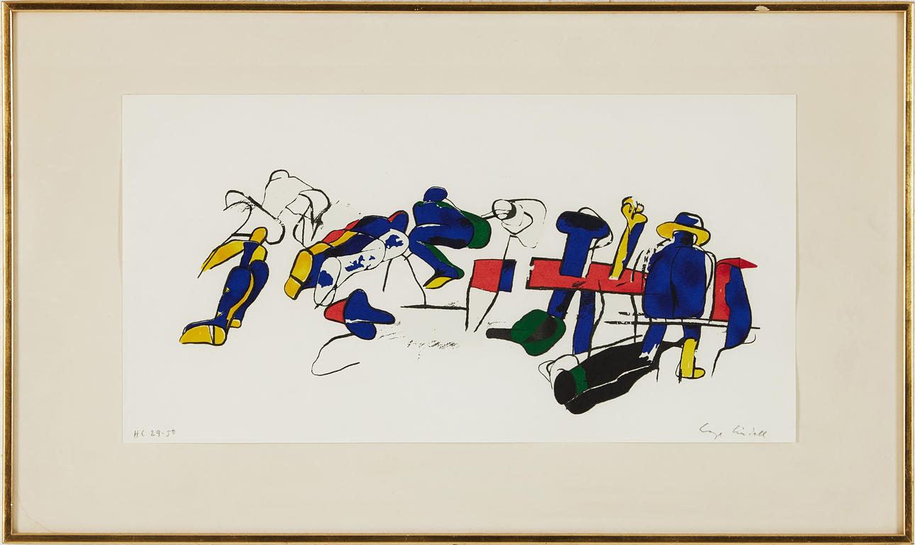 LAGE LINDELL. Figure composition, lithograph in colours, signed, numbered HC 29-50.