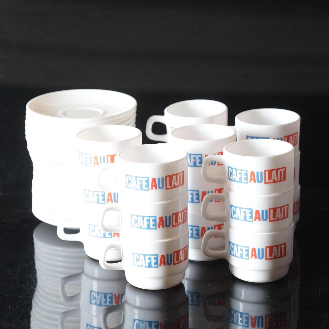 A 40-piece “Café au Lait” coffee set, Arcopal, France. Ceramics