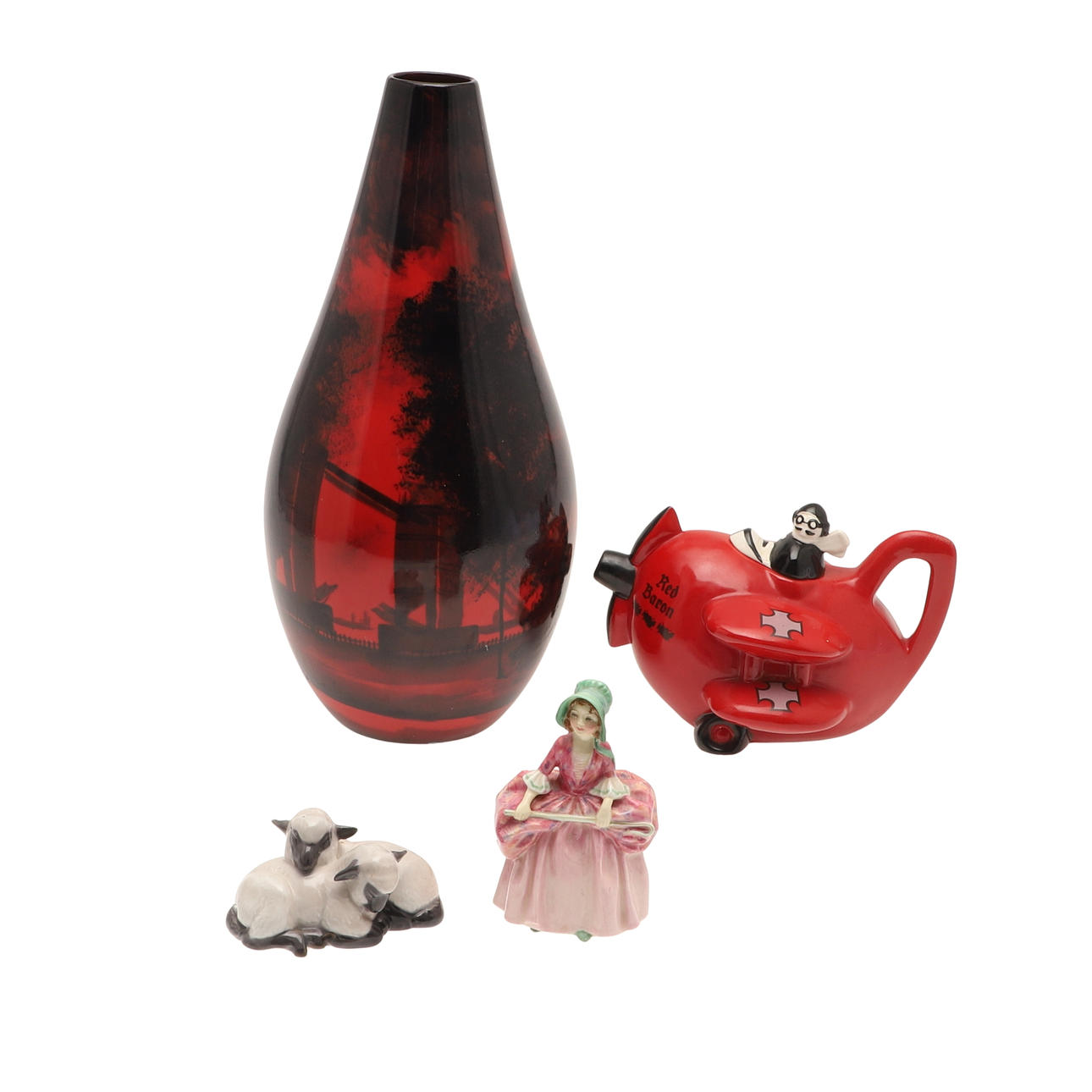 CARLTONWARE RED BARON TEAPOT & OTHER CERAMICS.