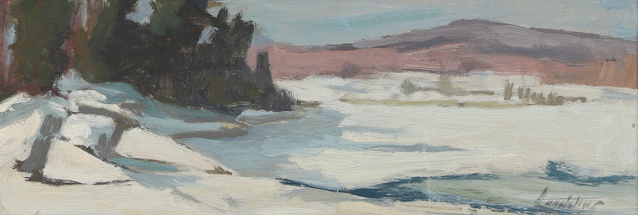 BERTIL LANDELIUS. Oil on panel, winter landscape, signed.