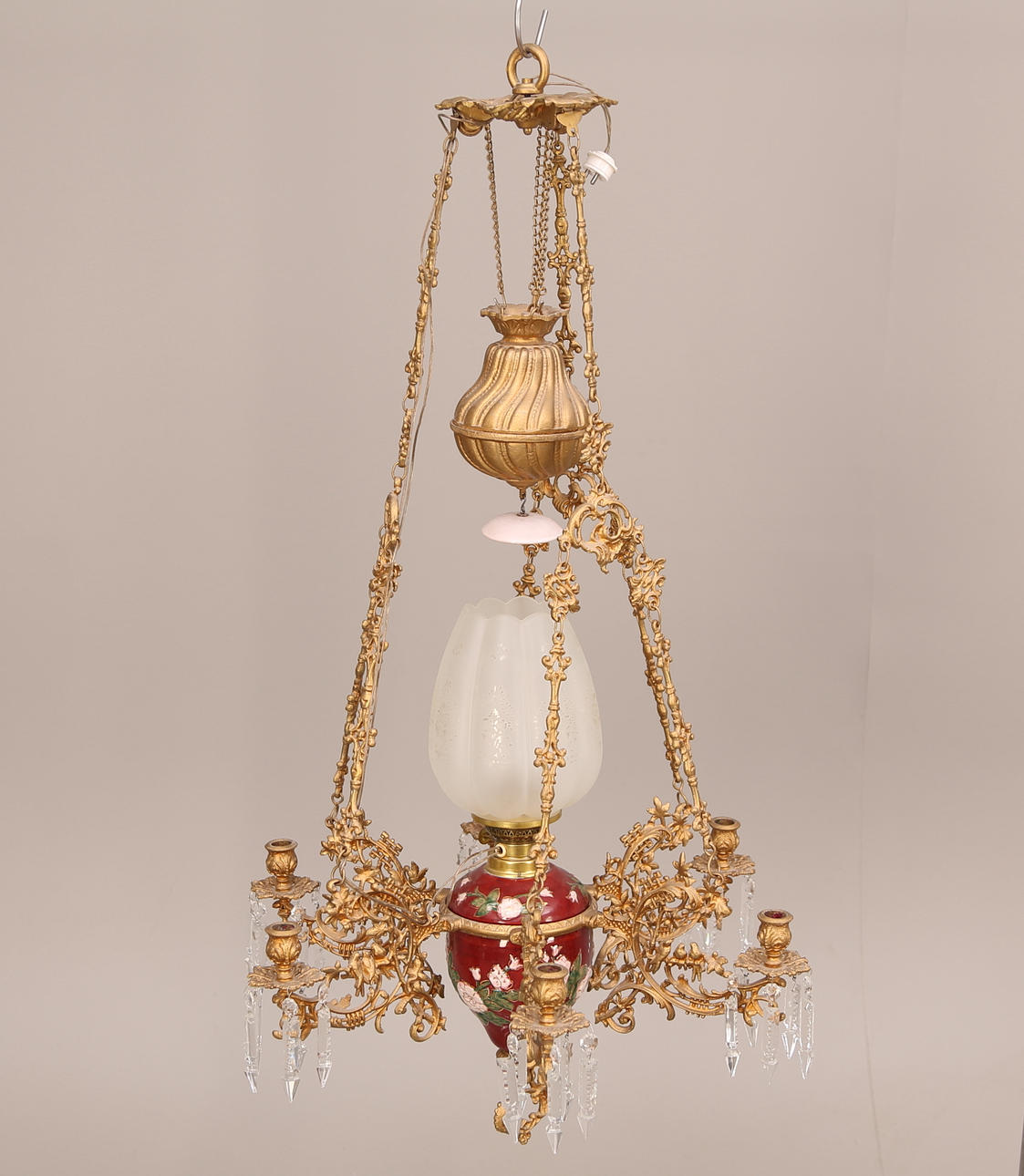 TAKFOTOGENLAMPA, majolika, komplett, eldragen, tillverkad 1970-talet.