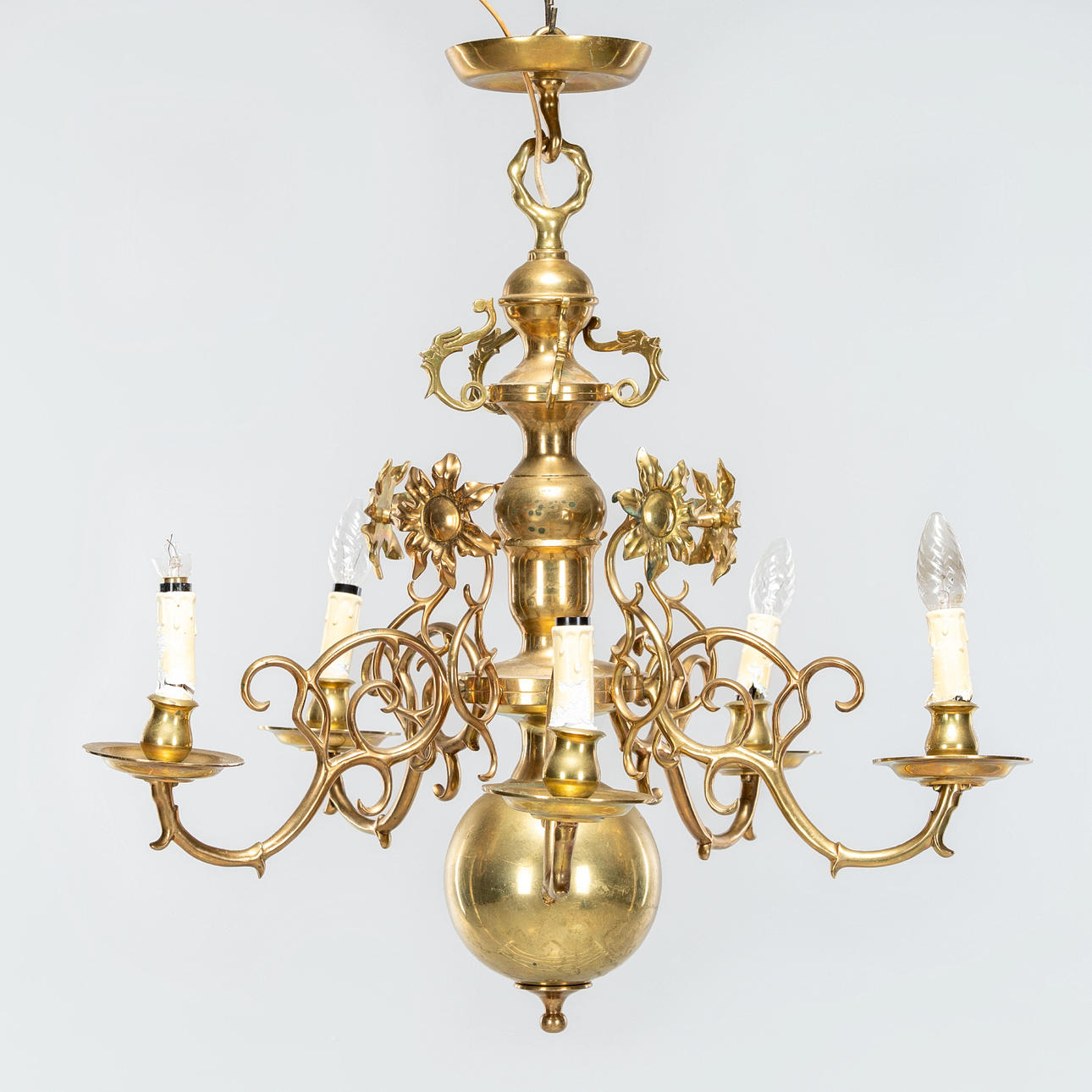 A brass “ore chandelier”, 20th century.