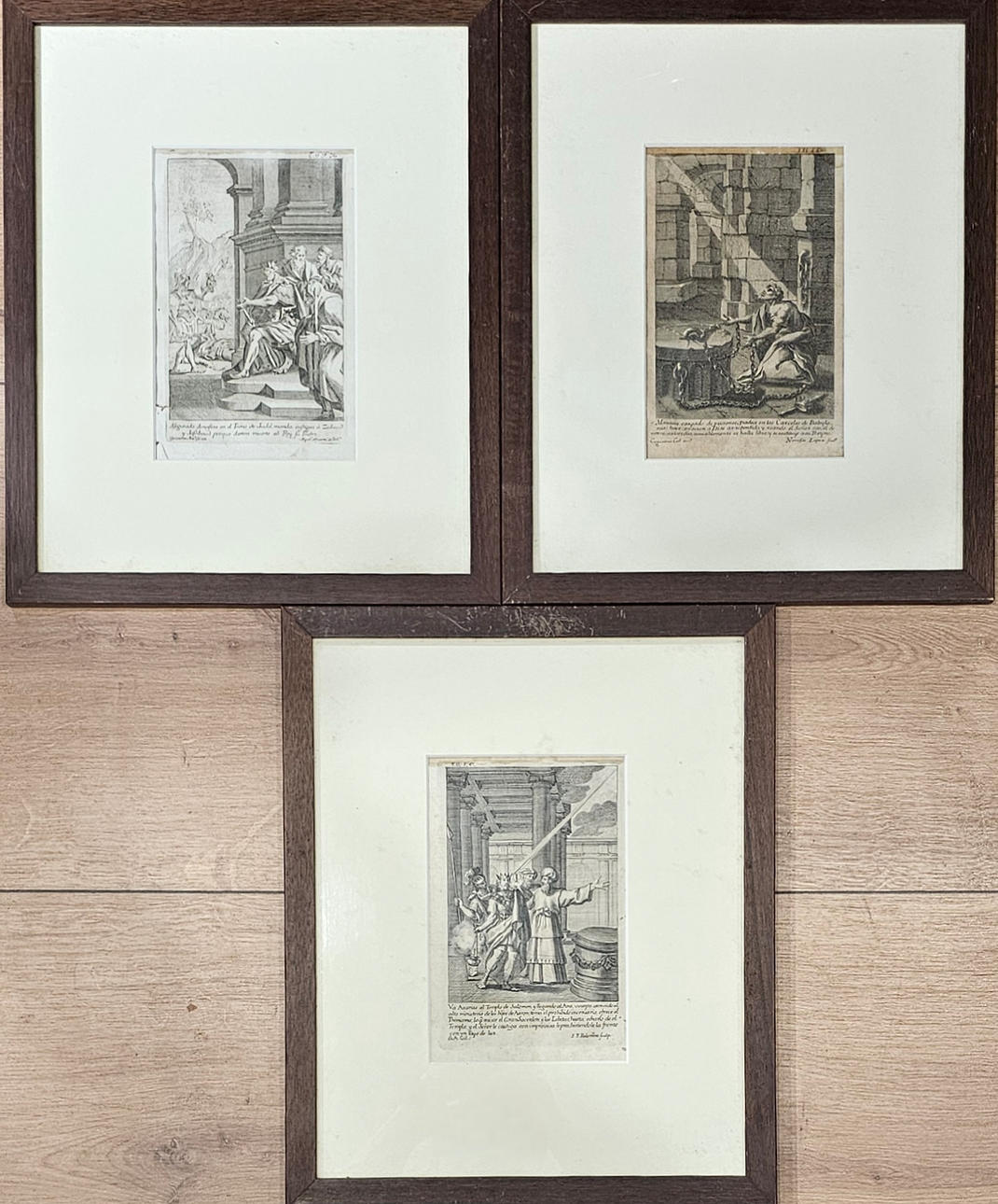 Three engravings with religious themes.