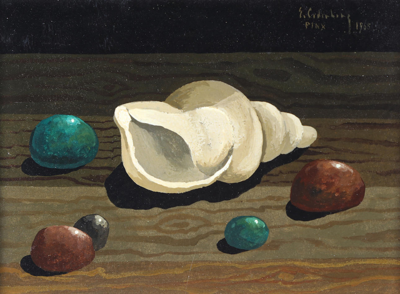 ERIC CEDERBERG. Tempera. “Shell and stones”. Signed and dated 1965.