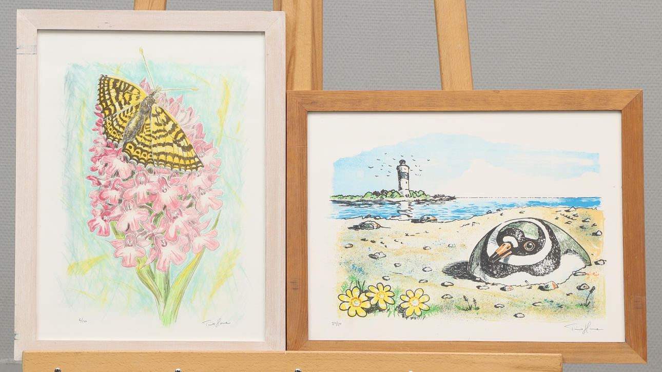 TIMO HORNE. Colour lithographs, 2 pcs, signed, numbered.