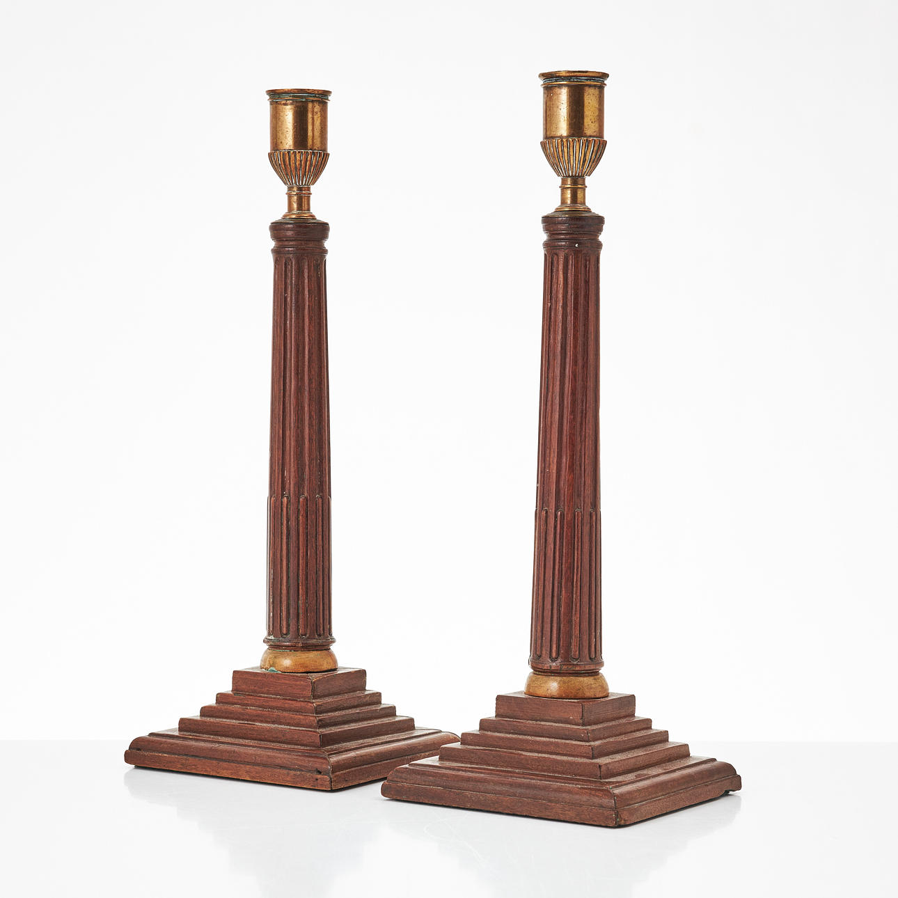 CANDLESTICKS, 1 pair, late Gustavian, mahogany.