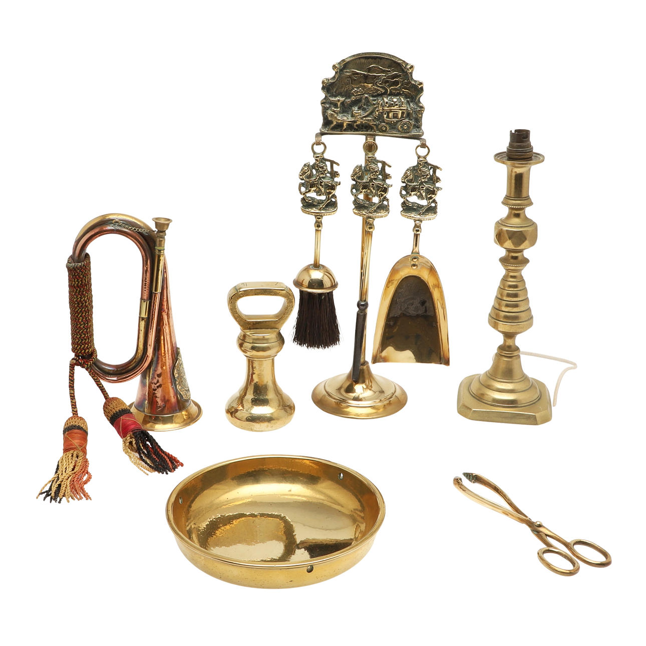 GROSSES MESSINGGEWICHT UND ANDERE MESSINGARTIKEL.