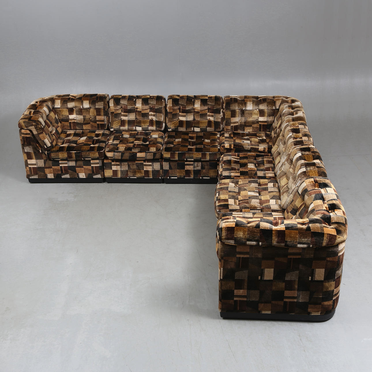 A plush 7-piece modular sofa, 1970's.