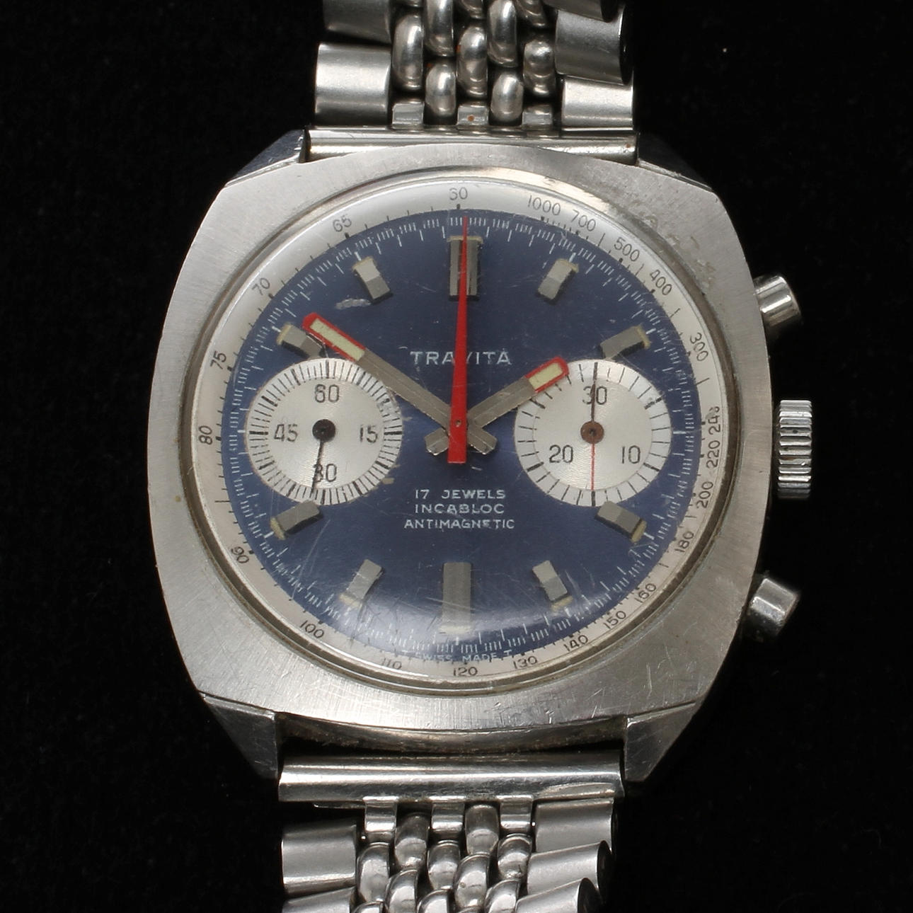 ARMBANDSUR, herr, Trivata, manuell, kronograf, urverk Valjoux cal. 7733, boett av stål.