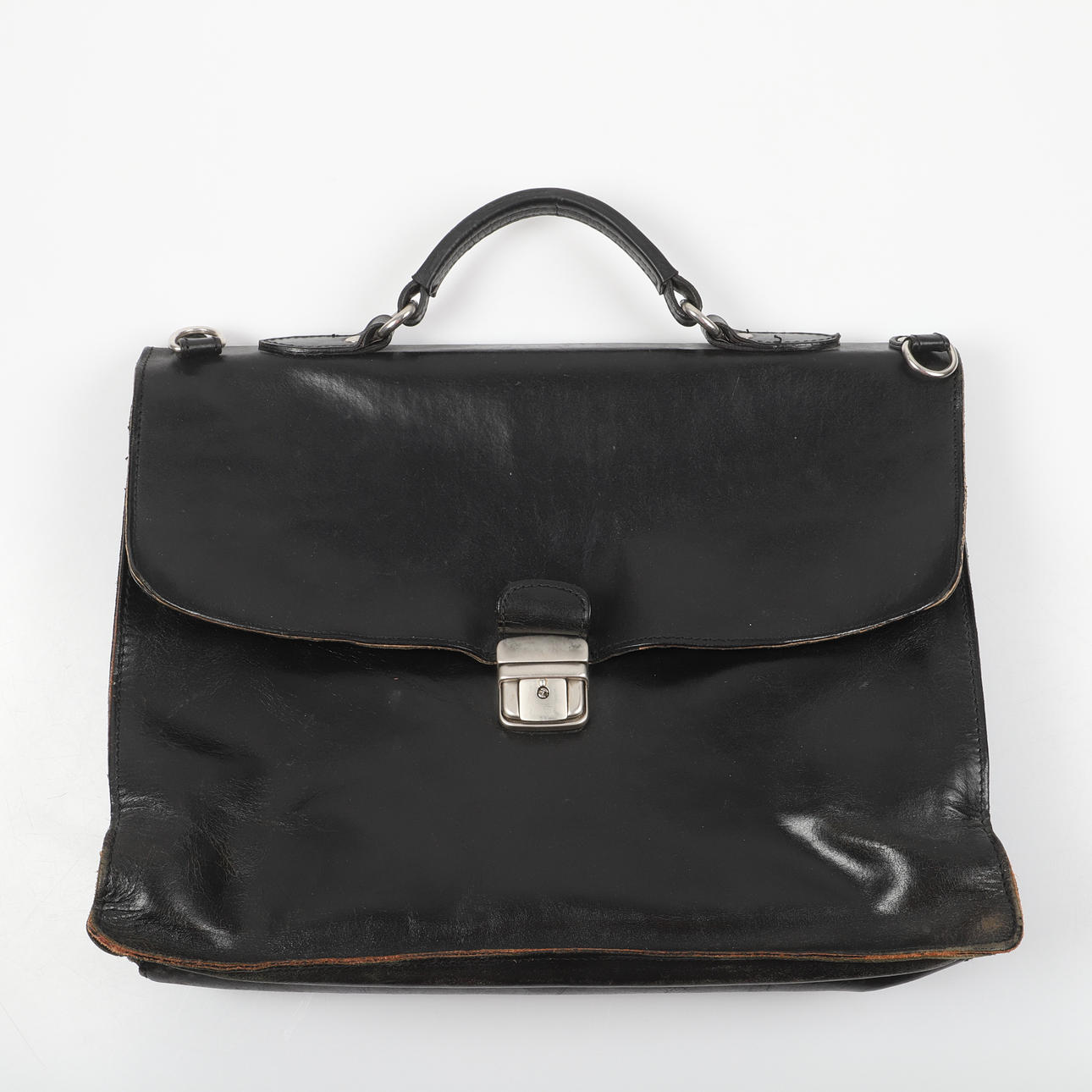 BRIEFCASE, black leather, Italy.
