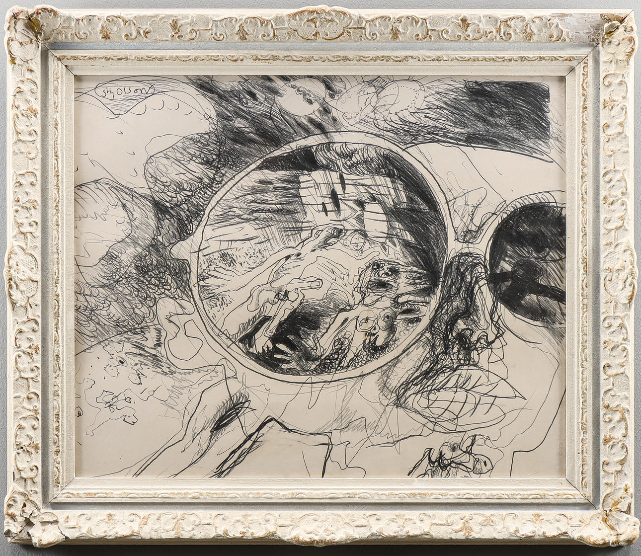 STIG OLSON blyertsteckning, signerad.