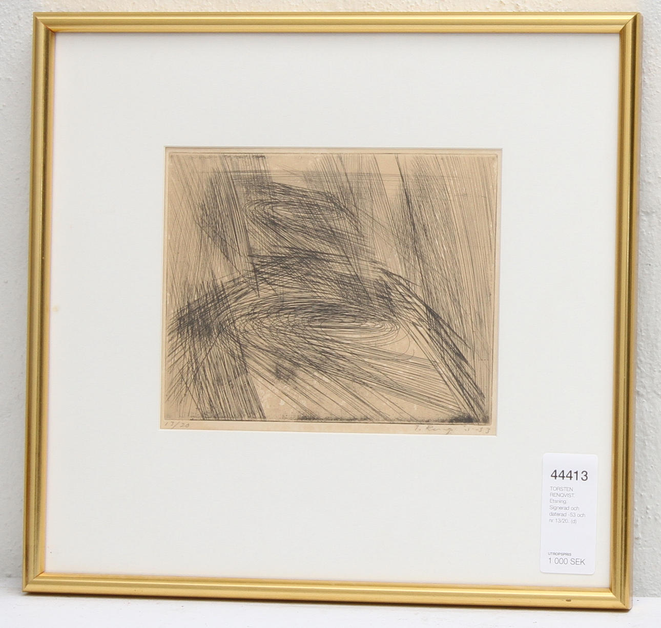 TORSTEN RENQVIST. Etsning. Signerad och daterad -53 och nr 13/20.