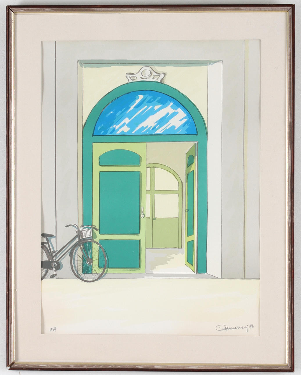 EINAR WENNBERG. Husport, lithograph in colours, signed EA edition.