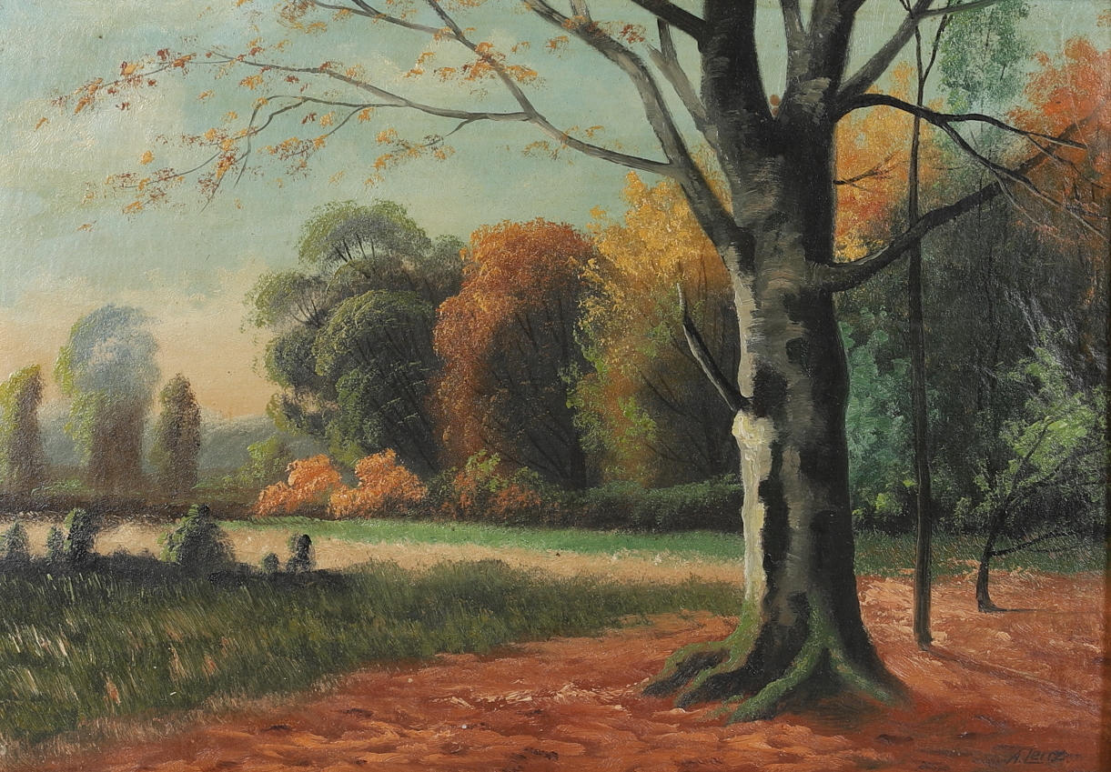 OIDENTIFIERAD KONSTNÄR. Oil on panel, forest landscape, signed.