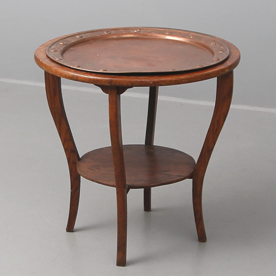 BORD, ek med kopparskiva, 1920-talet.