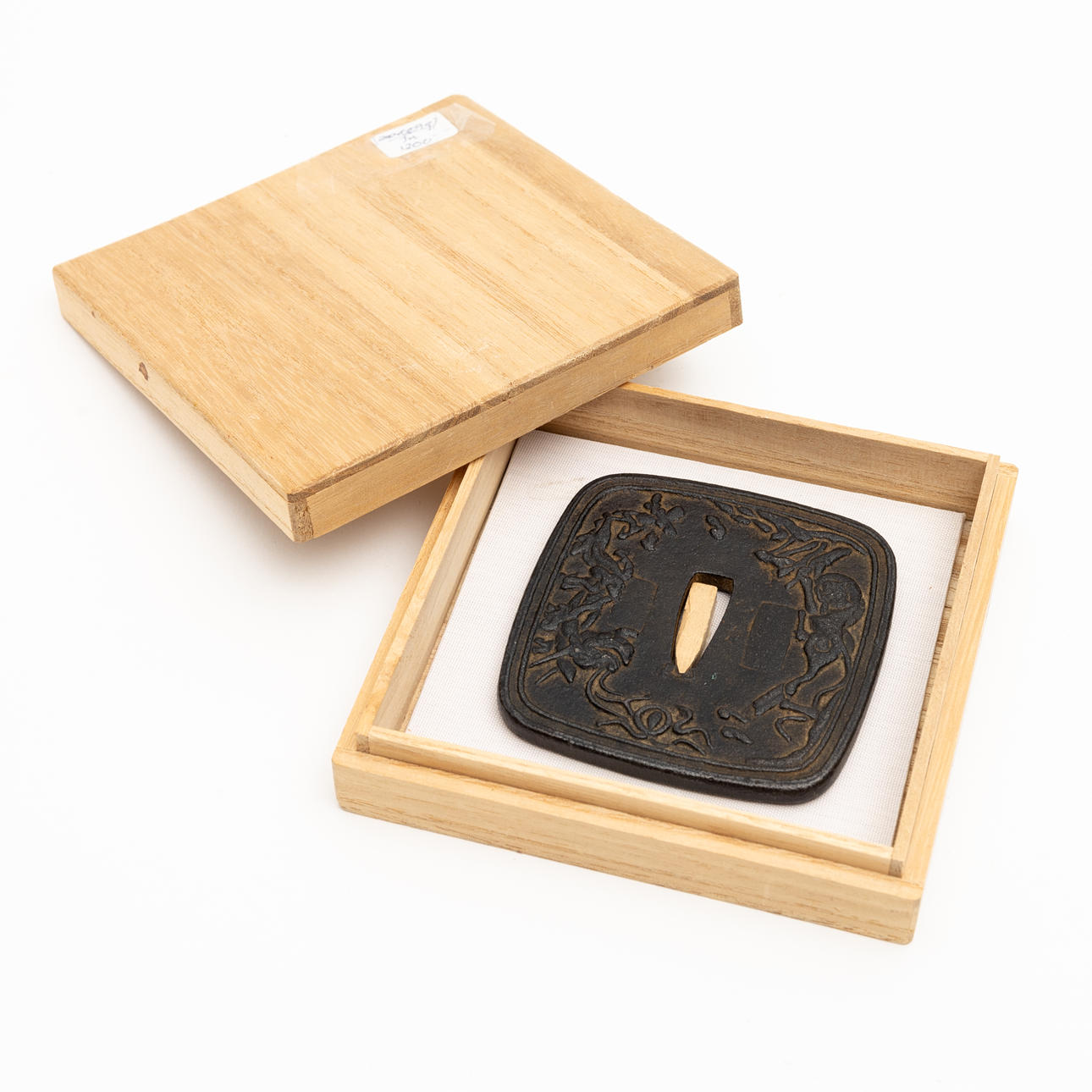 TSUBA, iron, decorated with dragon and tiger, Japan.