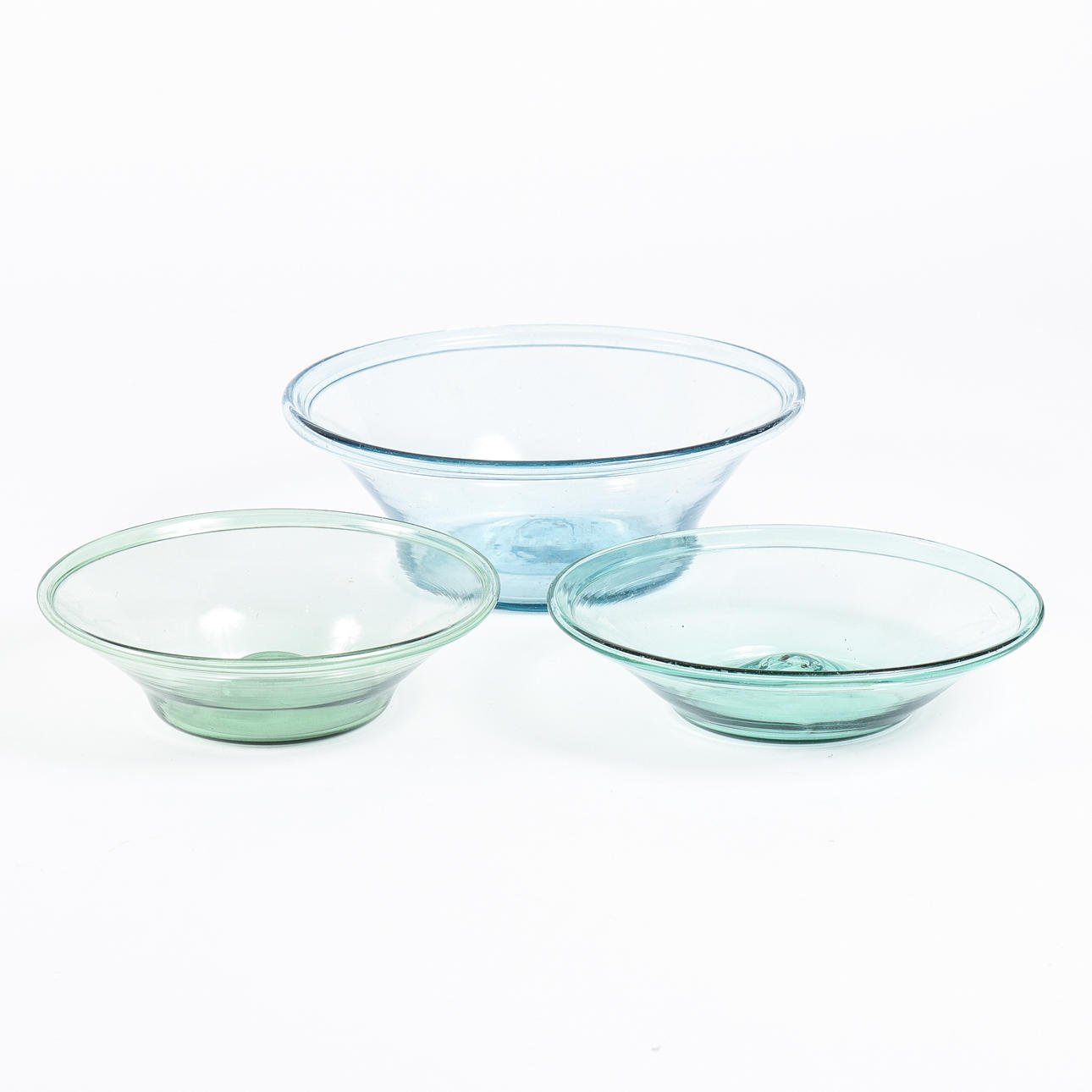 Three 19th century waste bins, blown.