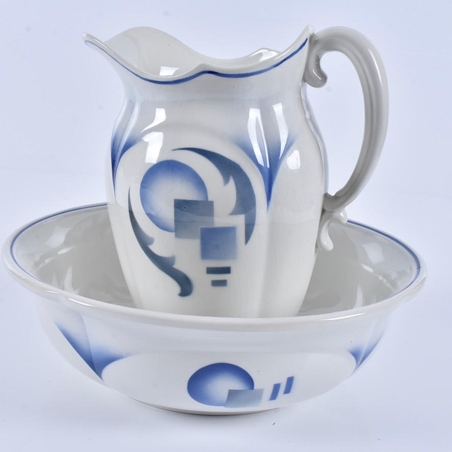 WASHBASIN WITH JUG, flintware, Gefle, 1920/30s.