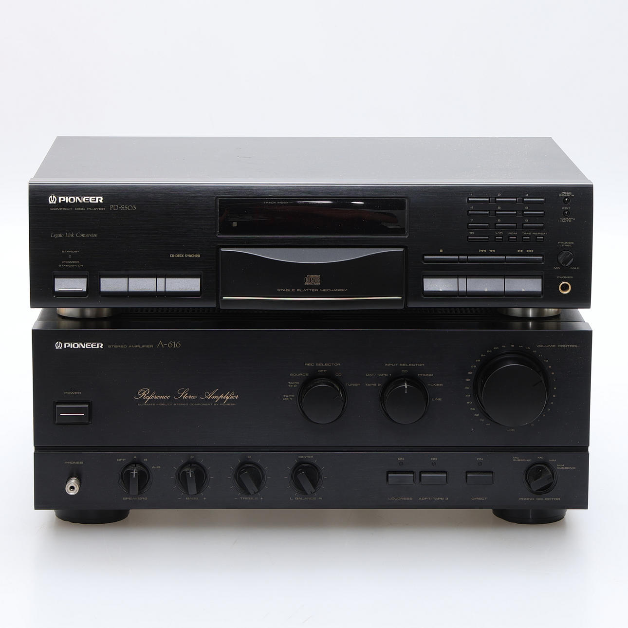 AMPLIFIER & CD PLAYER, Pioneer, “A-616" & “PD-S503", 2000s.