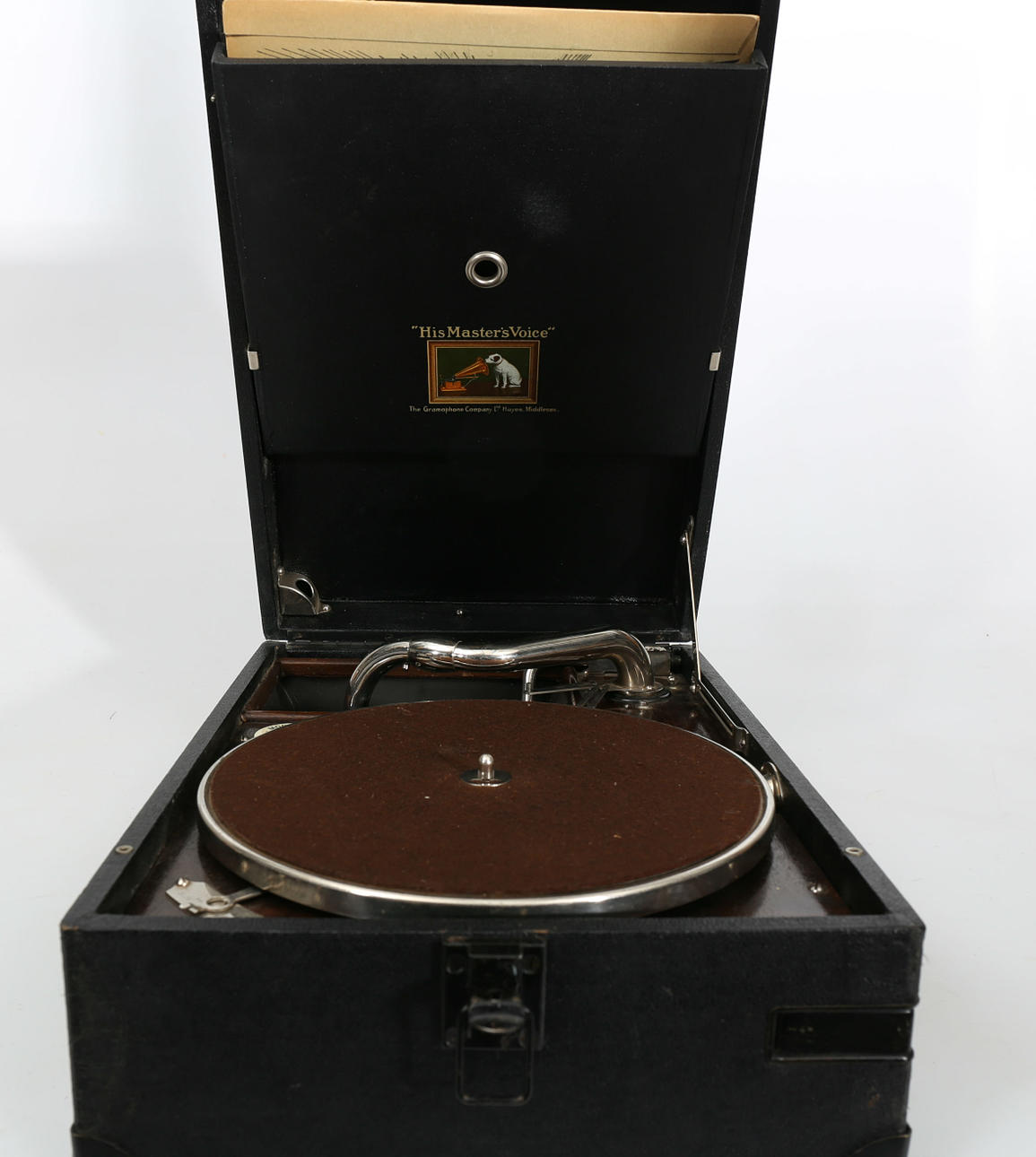 RESEGRAMMOFON, "His Masters Voice", modell 101, 1900-talets första hälft.