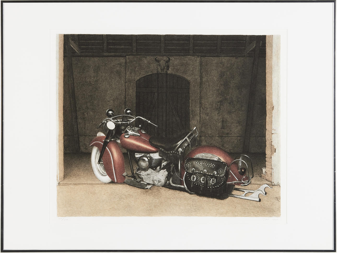JOHN-E FRANZÉN. Motorcycle, lithograph in colours, signed, dated 1995, numbered 127/250.