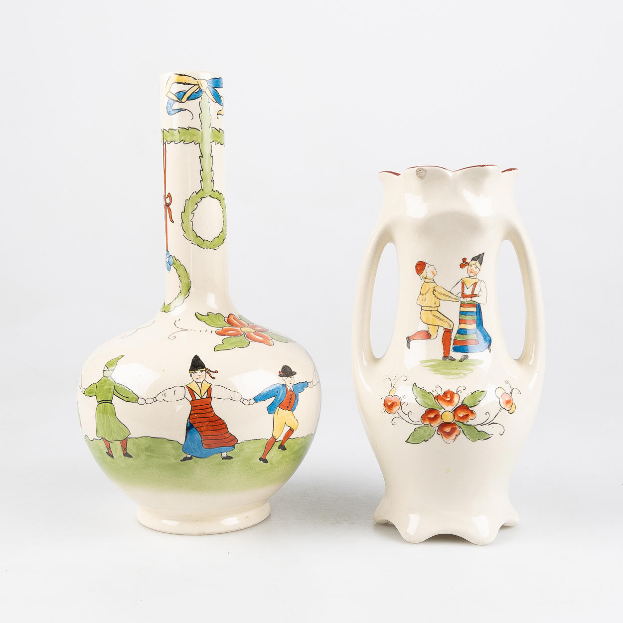 Two “Daldansen” flintware vases, Rörstrand, circa 1900.
