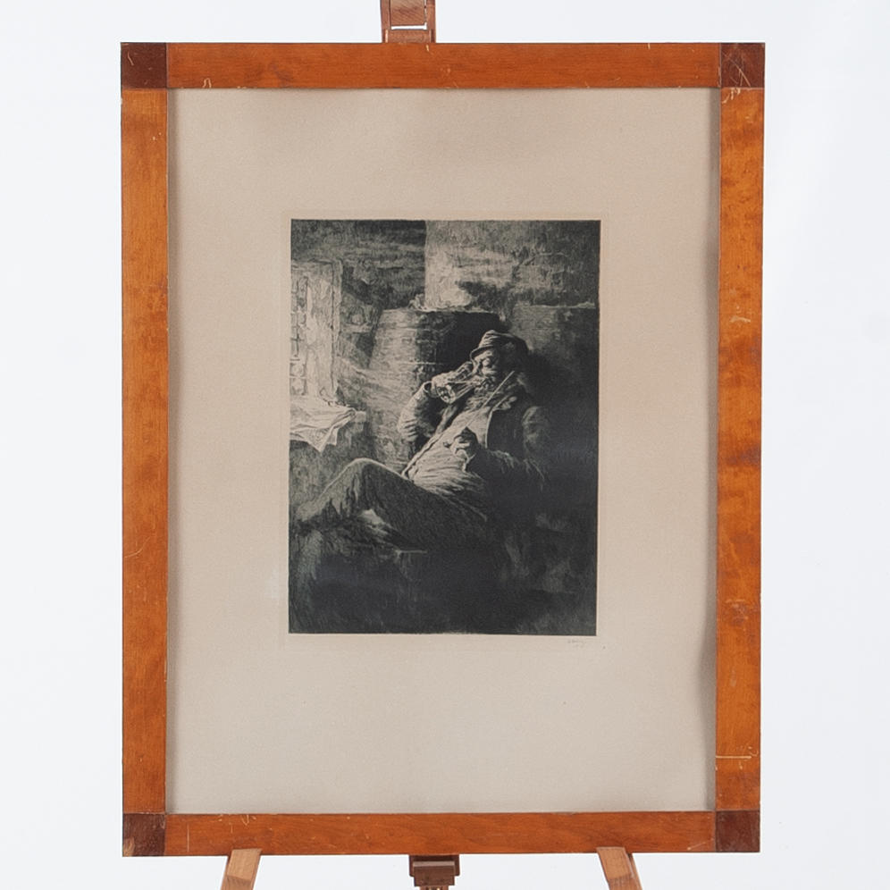 AXEL TALLBERG. Etching “The Beer Drinker”.