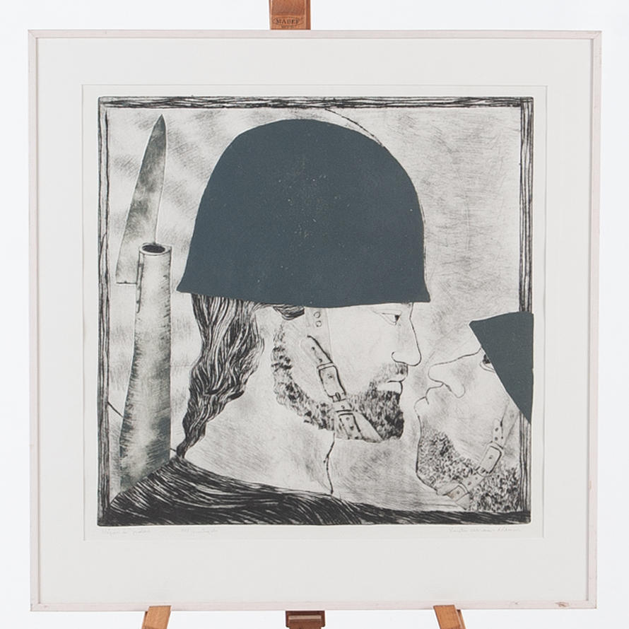 KERSTI ABRAM NILSSON. Woodcut “Someone is Judas”, signed sample print.