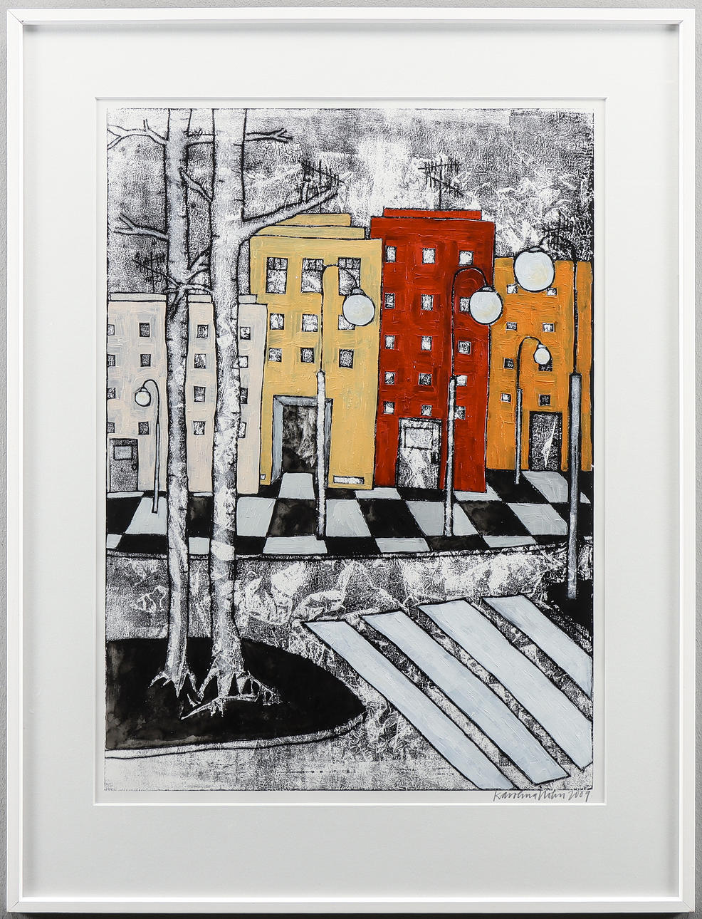 KAROLINA NOLIN monoprint/mixed media, signed 2009.