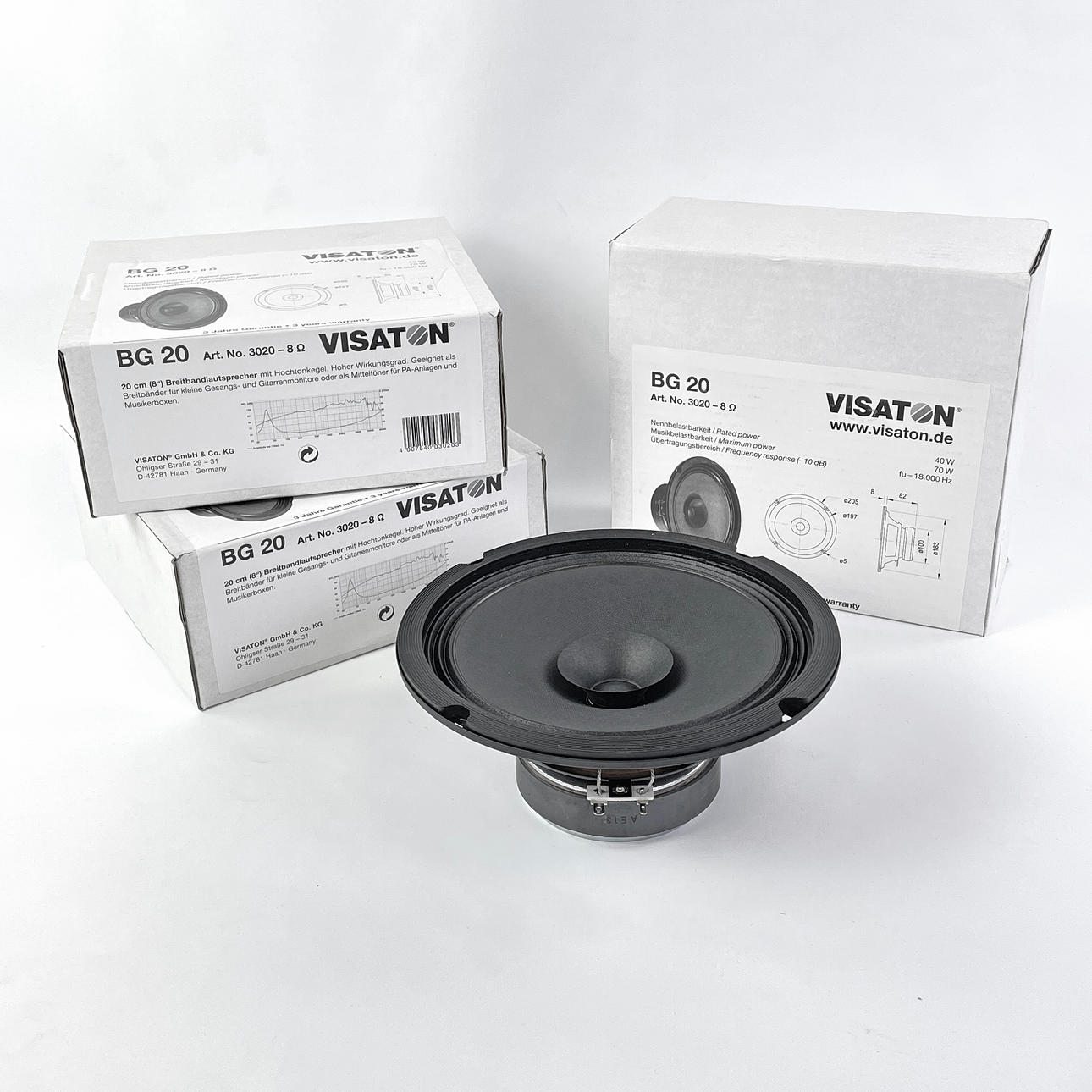 SPEAKER ELEMENTS, 3 pcs. Visaton “BG20" 8 ohms, new in packaging.