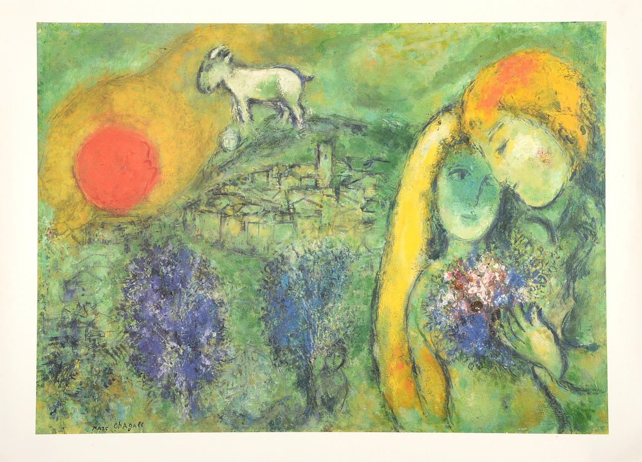 MARC CHAGALL. EFTER. Vence älskare, 1957. (Les Amoureux de Vence).