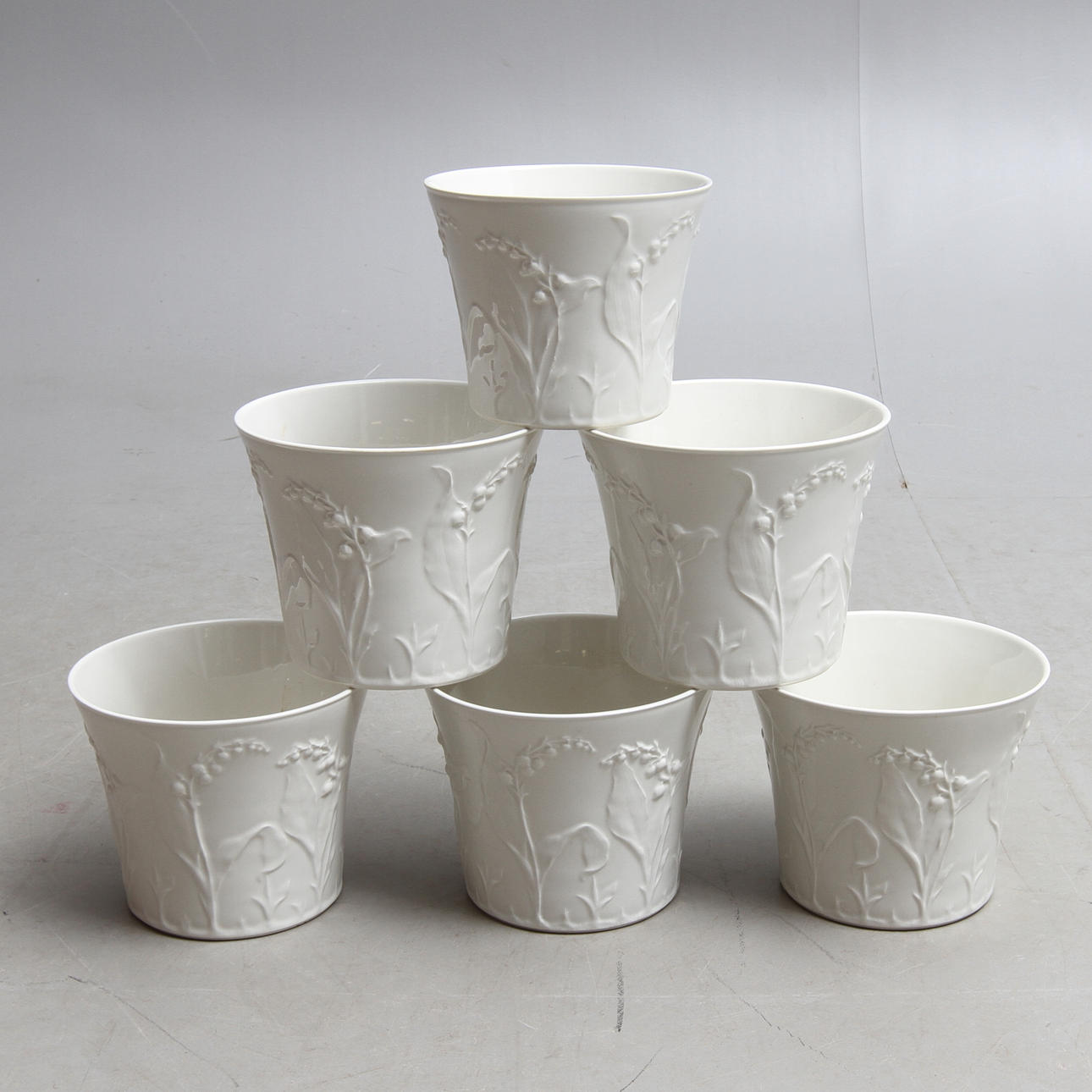 YTTERFODER, 6 st, Liljekonvalj, porslin, Gustavsberg.