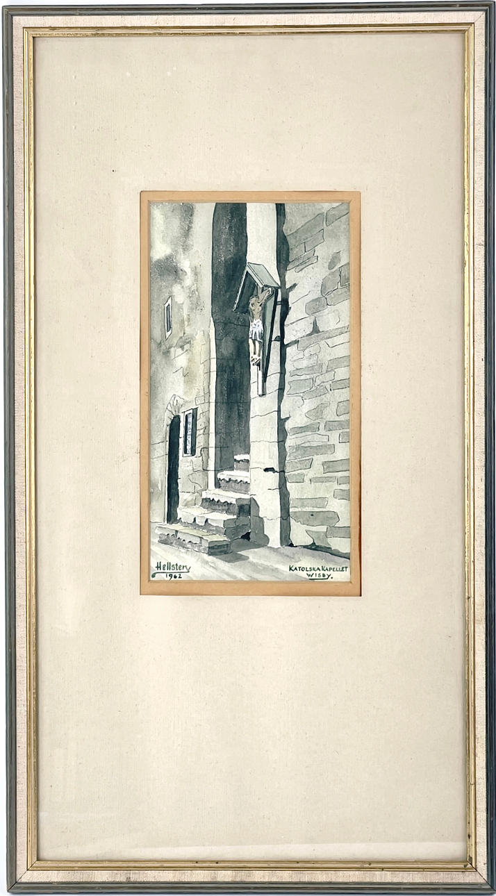 ANDERS HELLSTEN (1916 - 1990), watercolour, “Katolska kapellet, Wisby”, signed Hellsten and dated 1962.