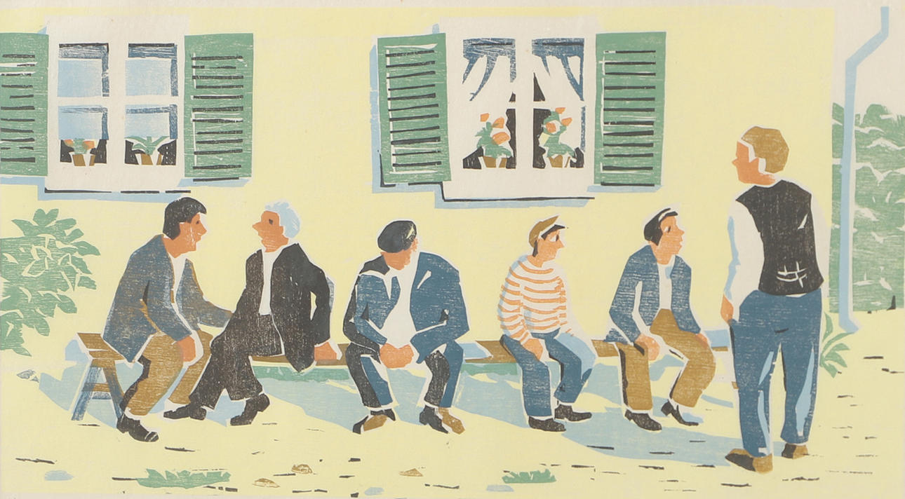 DAVID JÄGERSKOGH. Llygarbench, woodcut, signed Jägerskogh.