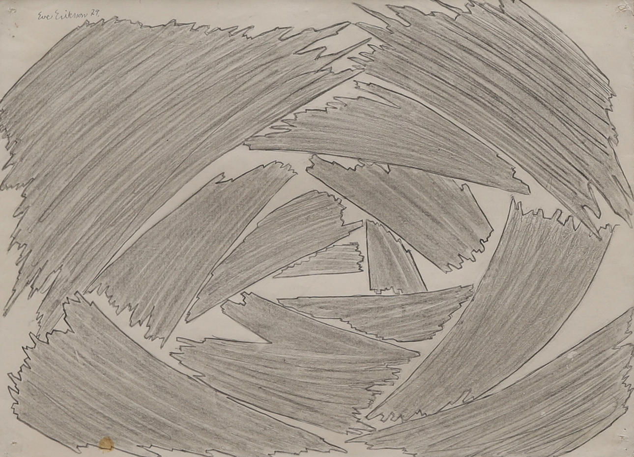 EVE ERIKSSON. Composition, pencil drawing, signed and dated -79.