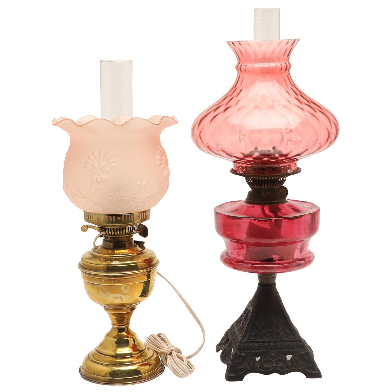 TWO OIL LAMPS.