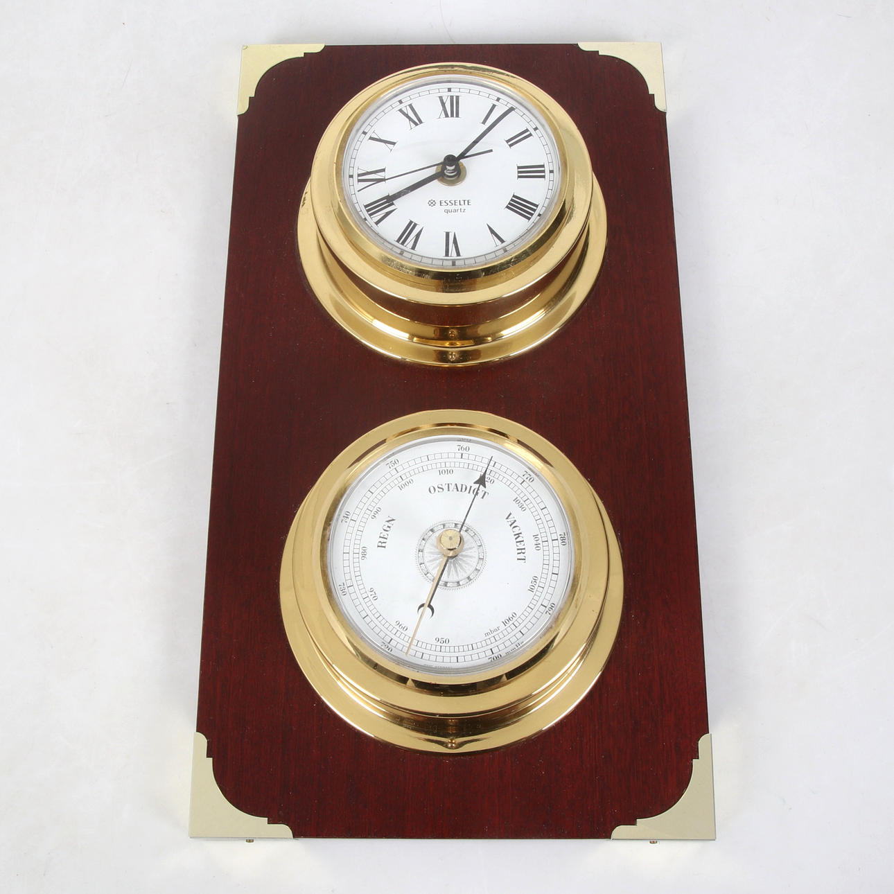 SHIP CLOCK, BAROMETER, quartz, Esselte, 19/2000's.