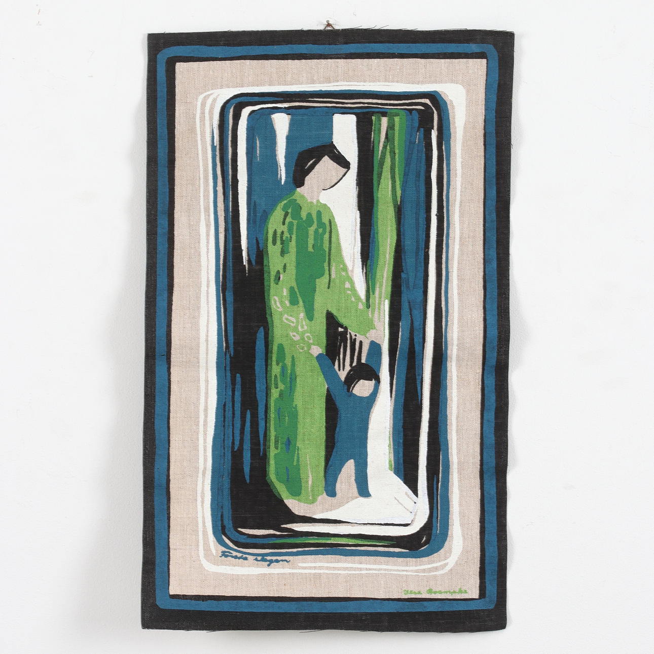 ILSE ROEMPKE. “First Steps”, textile print, signed.