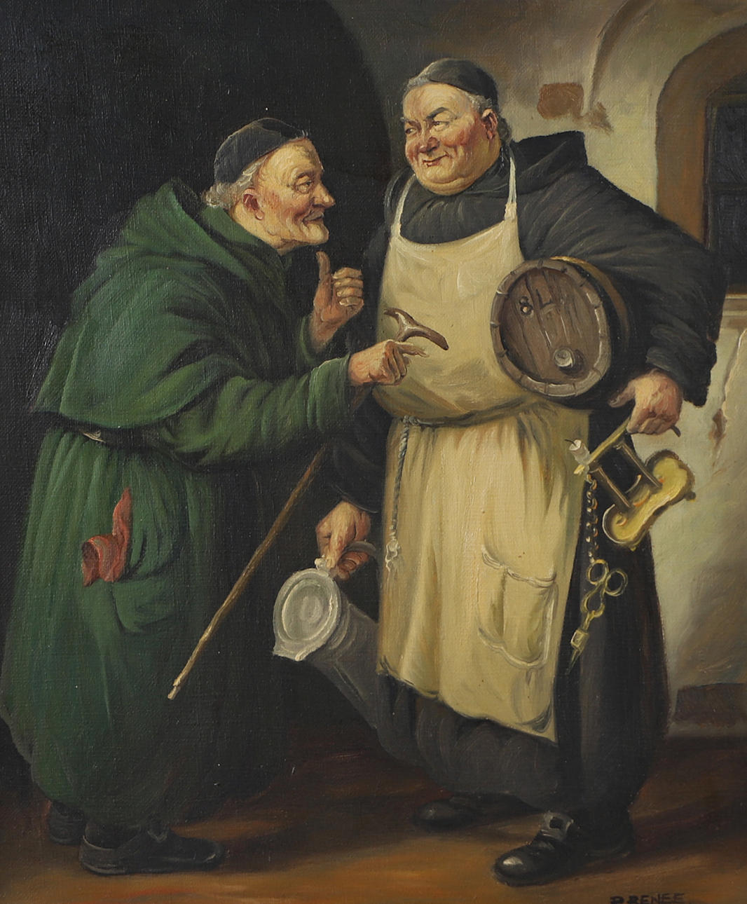 OIDENTIFIERAD KONSTNÄR. Donuts, oil on canvas, signed P. Renee.