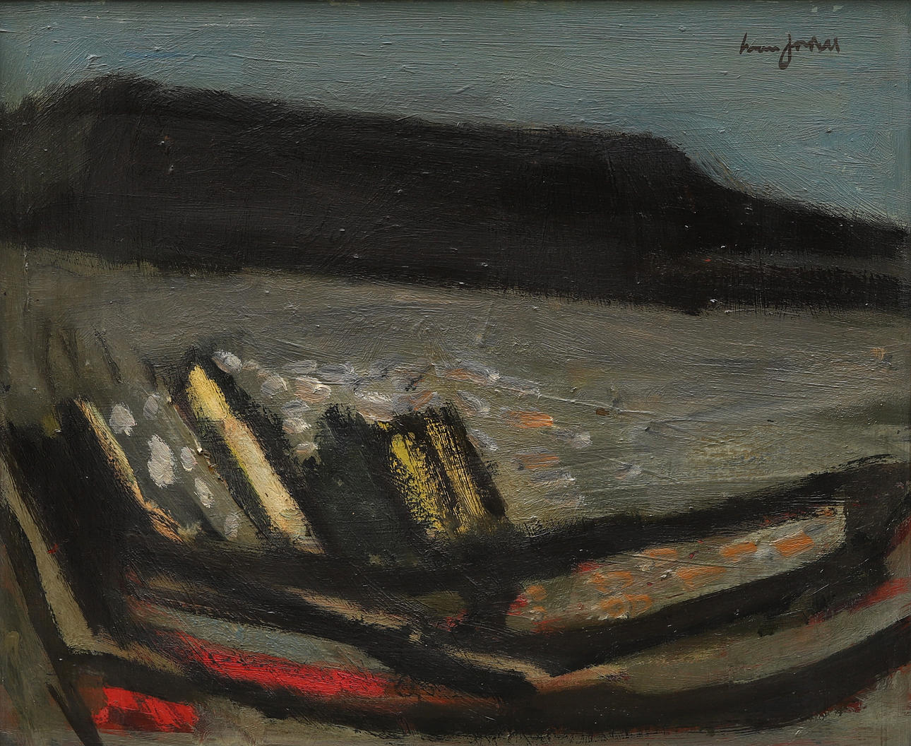 IVAN JORDELL. “Black ridge”, oil on panel, signed.
