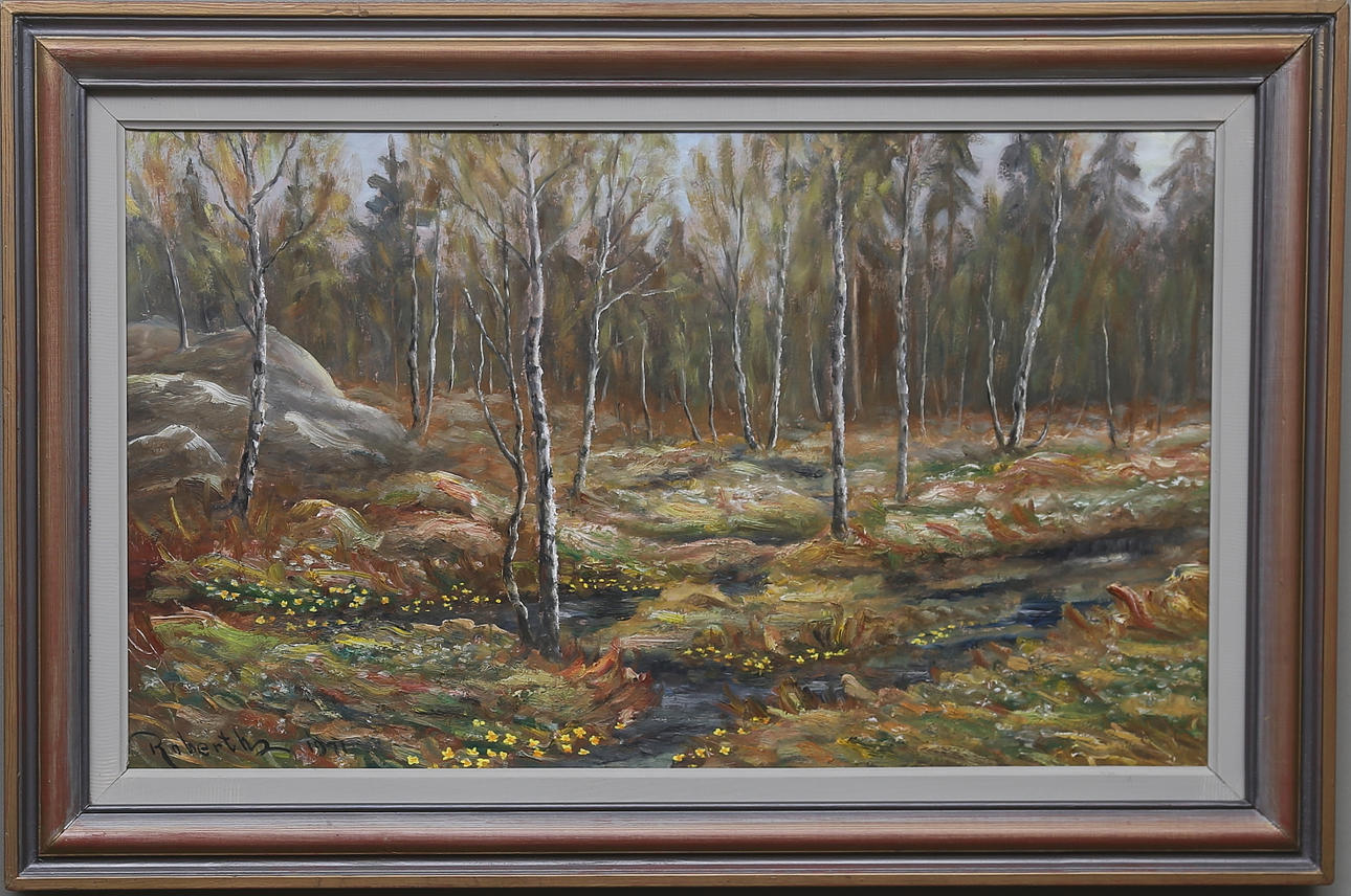 ROBERTH KARLSSON. Olja på pannå, signerad och daterad 1971.